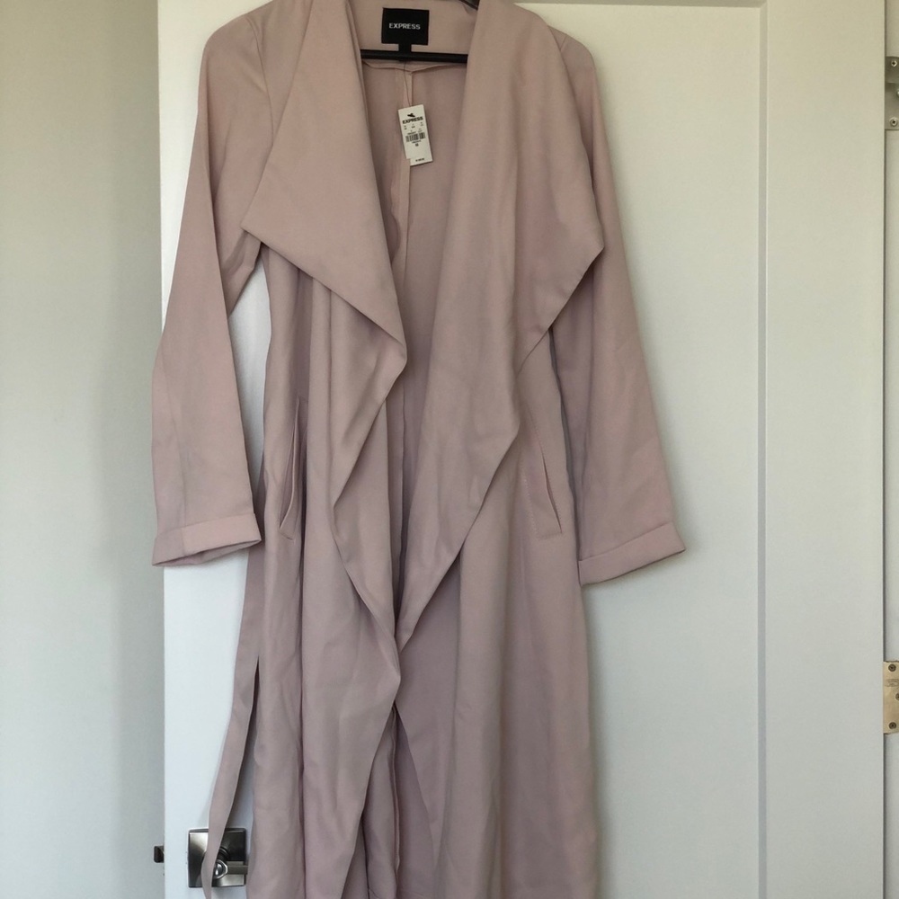 Flyaway Tie Front Satin Trench Coat